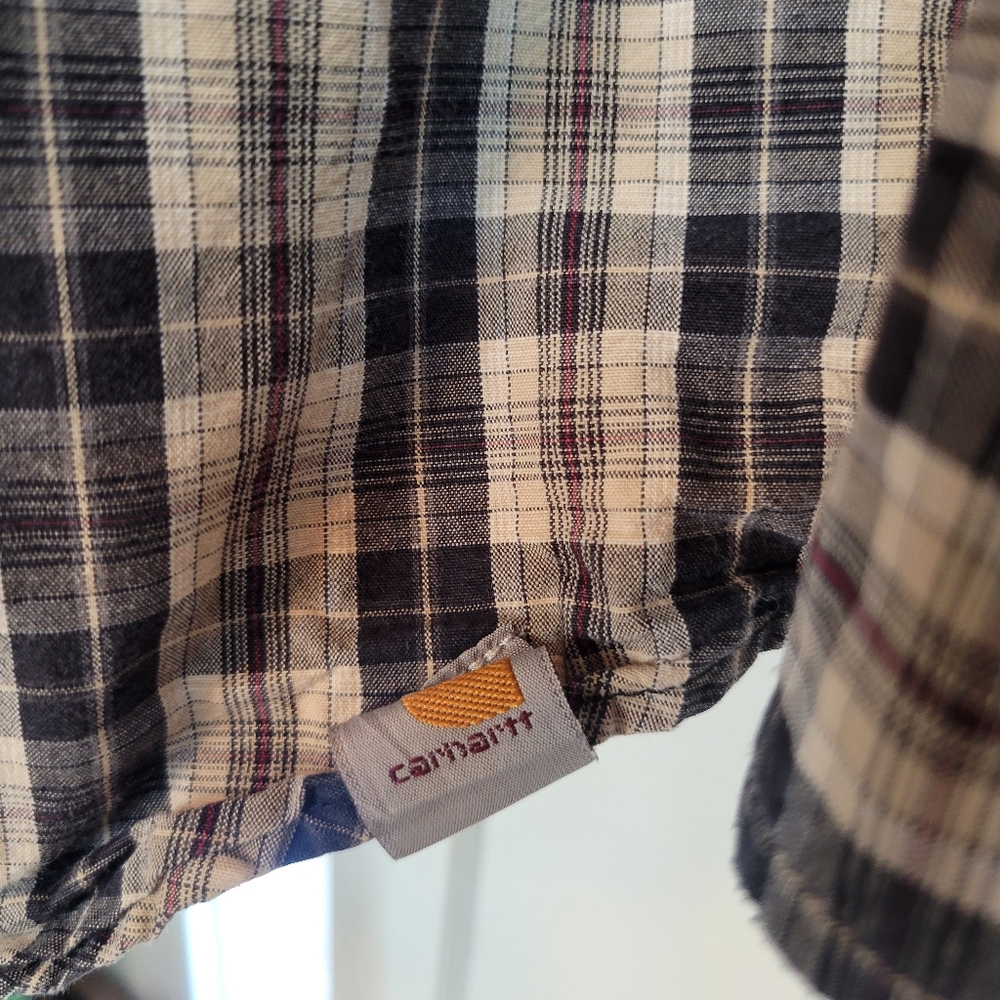 Vintage Carhartt Plaid Button Down Collared Longsleeve, Size Mens Large‎ - Picture 5 of 10